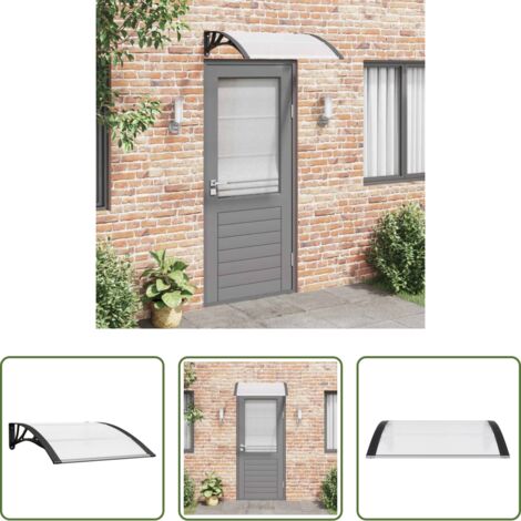vidaXL Toldo para puerta -  Marquesina puerta policarbonato negro y transparente 100x75 cm