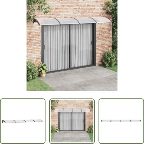 vidaXL Toldo para puerta -  Marquesina puerta policarbonato negro y transparente 400x75 cm