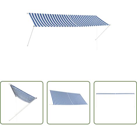 vidaXL Toldo para terraza -  Toldo retráctil 350x150 cm azul y blanco