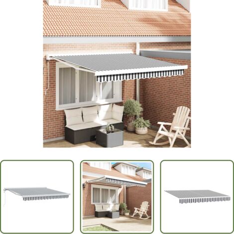 vidaXL Toldo para terraza -  Toldo retráctil aluminio y tela gris antracita y blanco 3x2,5 m