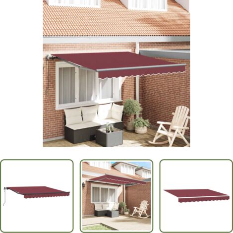 vidaXL Toldo para terraza -  Toldo retráctil automático burdeos 300x250 cm