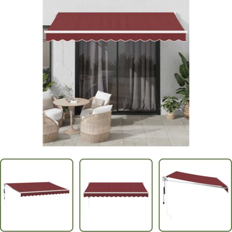 vidaXL Toldo para terraza -  Toldo retráctil automático burdeos 350x250 cm