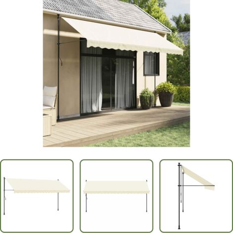 vidaXL Toldo para terraza -  Toldo retráctil de tela y acero crema 400x150 cm