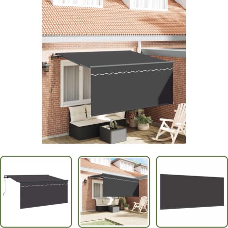 vidaXL Toldo para terraza -  Toldo Retráctil Rayado Antracita 300 x 200 cm tela
