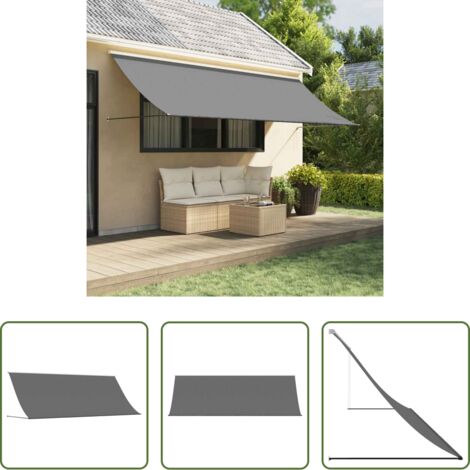 vidaXL Toldo para ventana -  Toldo retráctil de tela y acero gris antracita 400x150 cm