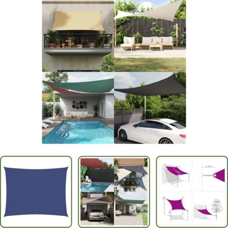 vidaXL Toldo rectangular -  Toldo de vela rectangular tela Oxford azul 2,5x4 m