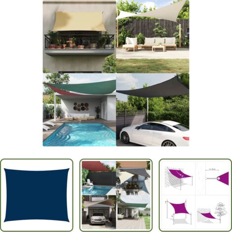 vidaXL Toldo rectangular - Toldo de vela rectangular tela Oxford azul 3x5 m