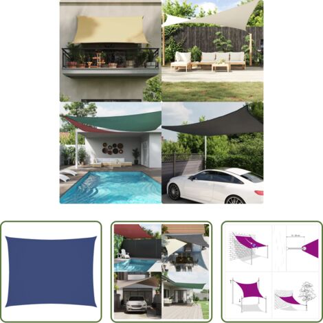 vidaXL Toldo rectangular -  Toldo de vela rectangular tela oxford azul 5x7 m