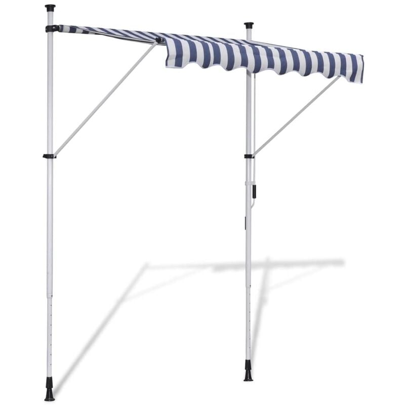 

Toldo retráctil 200 cm de funcionamiento manual azul y blanco - Azul - Vidaxl