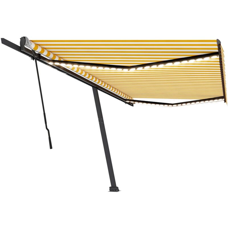 

Toldo retráctil manual con LED amarillo y blanco 500x350 cm - Amarillo - Vidaxl