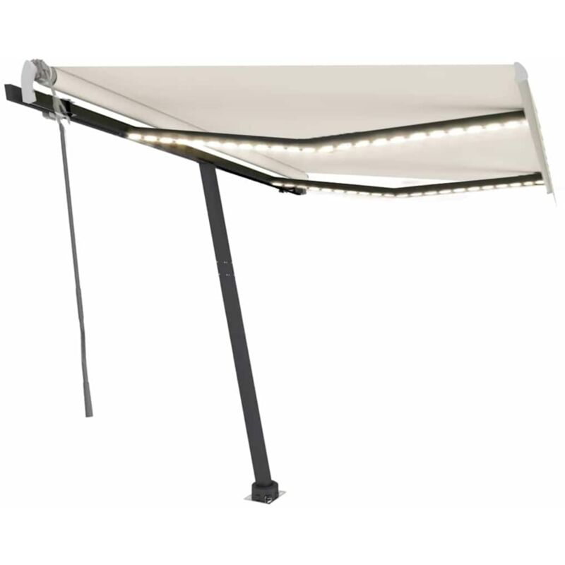 

Toldo retráctil manual con LED color crema 350x250 cm - Crema - Vidaxl