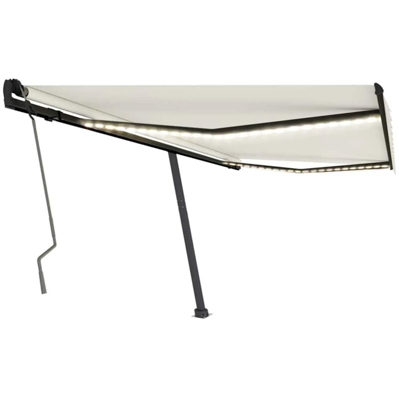 

Toldo retráctil manual con LED color crema 450x300 cm - Crema - Vidaxl