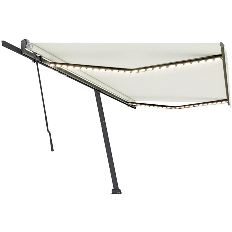 

Toldo retráctil manual con LED color crema 500x350 cm - Crema - Vidaxl