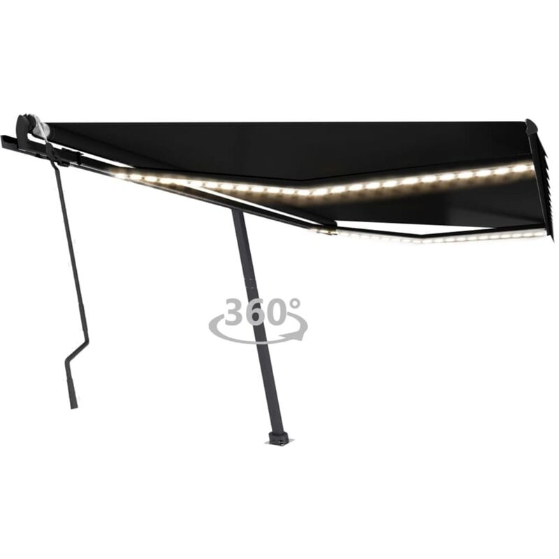 

Toldo retráctil manual con LED gris antracita 400x300 cm - Antracita - Vidaxl