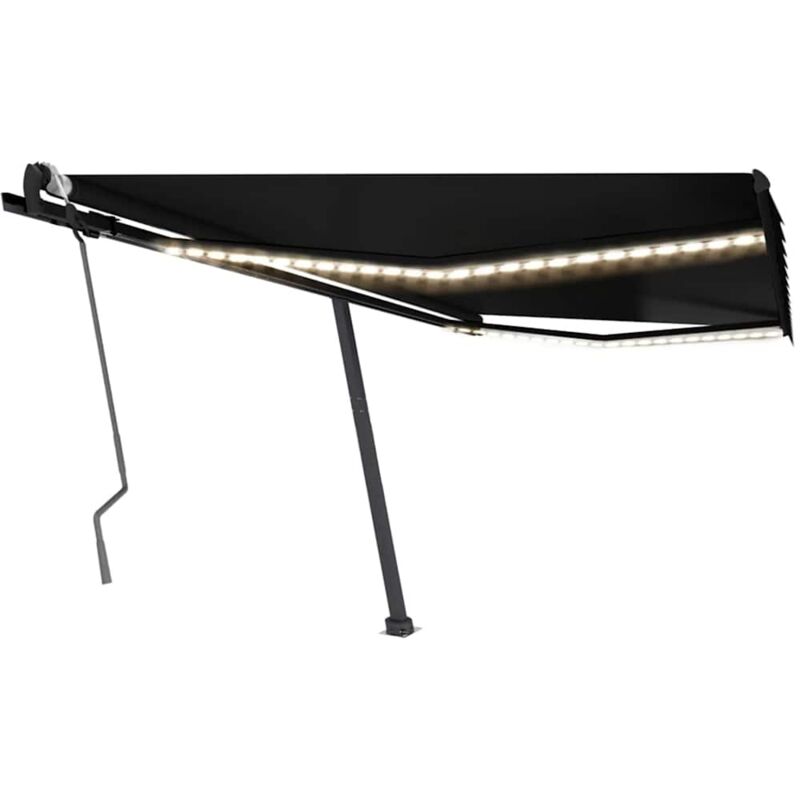 

Toldo retráctil manual con LED gris antracita 450x300 cm - Antracita - Vidaxl