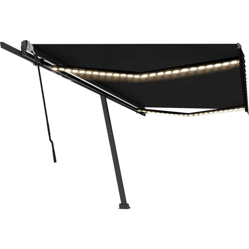 

vidaXL Toldo retráctil manual con LED gris antracita 500x300 cm - Antracita