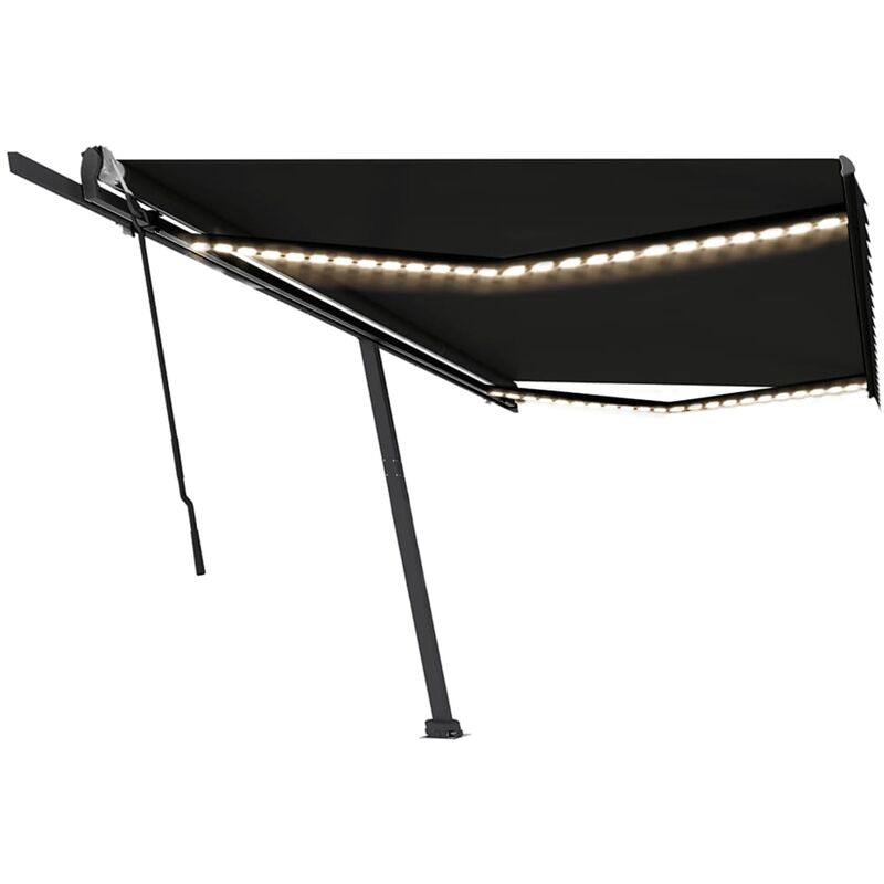

vidaXL Toldo retráctil manual con LED gris antracita 500x350 cm - Antracita