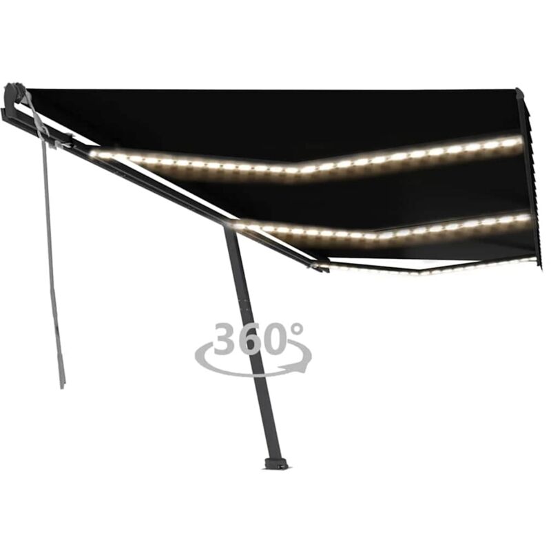 

Toldo retráctil manual con LED gris antracita 600x300 cm - Antracita - Vidaxl