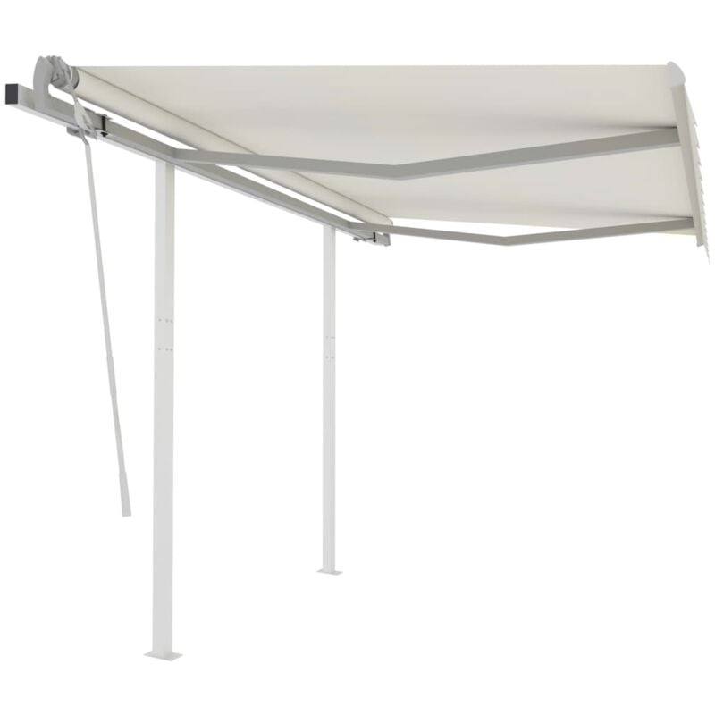 

Toldo retráctil manual con postes crema 3,5x2,5 m - Crema - Vidaxl