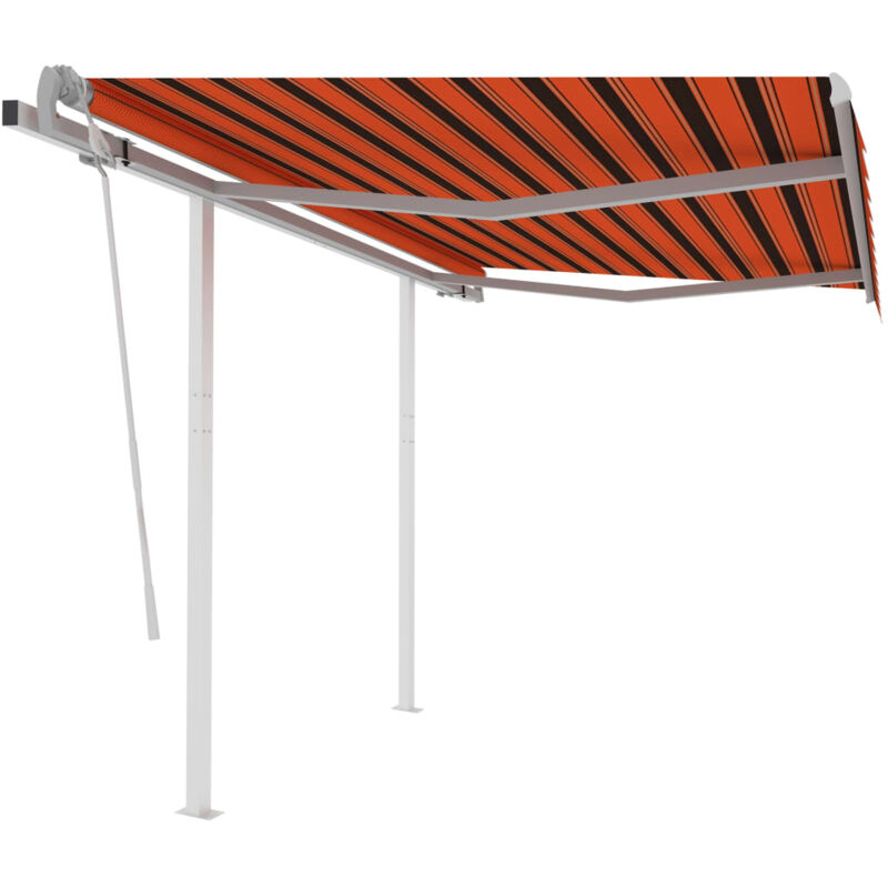 

Toldo retráctil manual con postes naranja y marrón 3,5x2,5 m - Naranja - Vidaxl