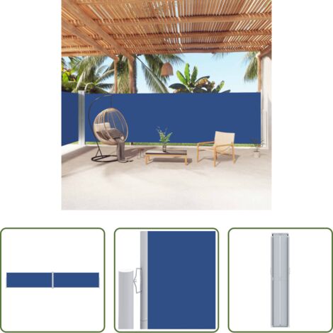 vidaXL Toldo retráctil -  Toldo lateral retráctil azul 180x1000 cm