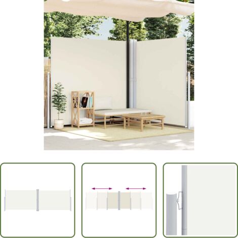 vidaXL Toldo retráctil -  Toldo lateral retráctil crema 200x600 cm