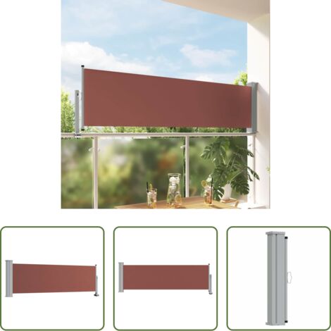 vidaXL Toldo retráctil -  Toldo lateral retráctil de jardín marrón 80x300 cm