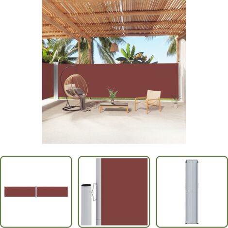 vidaXL Toldo retráctil -  Toldo lateral retráctil marrón 180x1000 cm