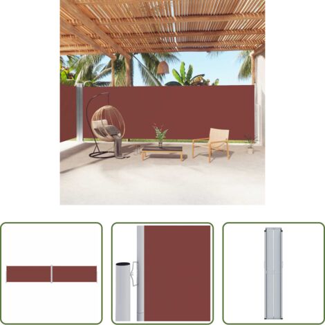 vidaXL Toldo retráctil -  Toldo lateral retráctil marrón 200x1000 cm