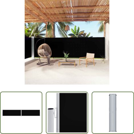 vidaXL Toldo retráctil -  Toldo lateral retráctil negro 180x1000 cm