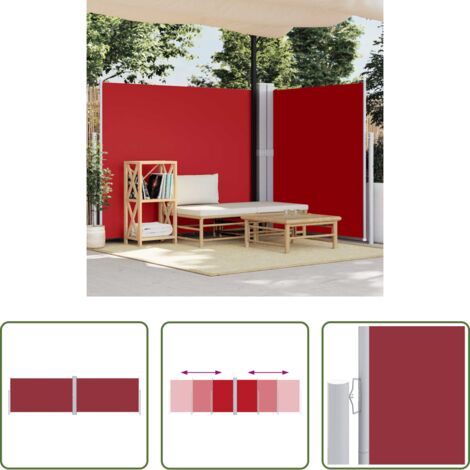 vidaXL Toldo retráctil -  Toldo lateral retráctil rojo 180x600 cm
