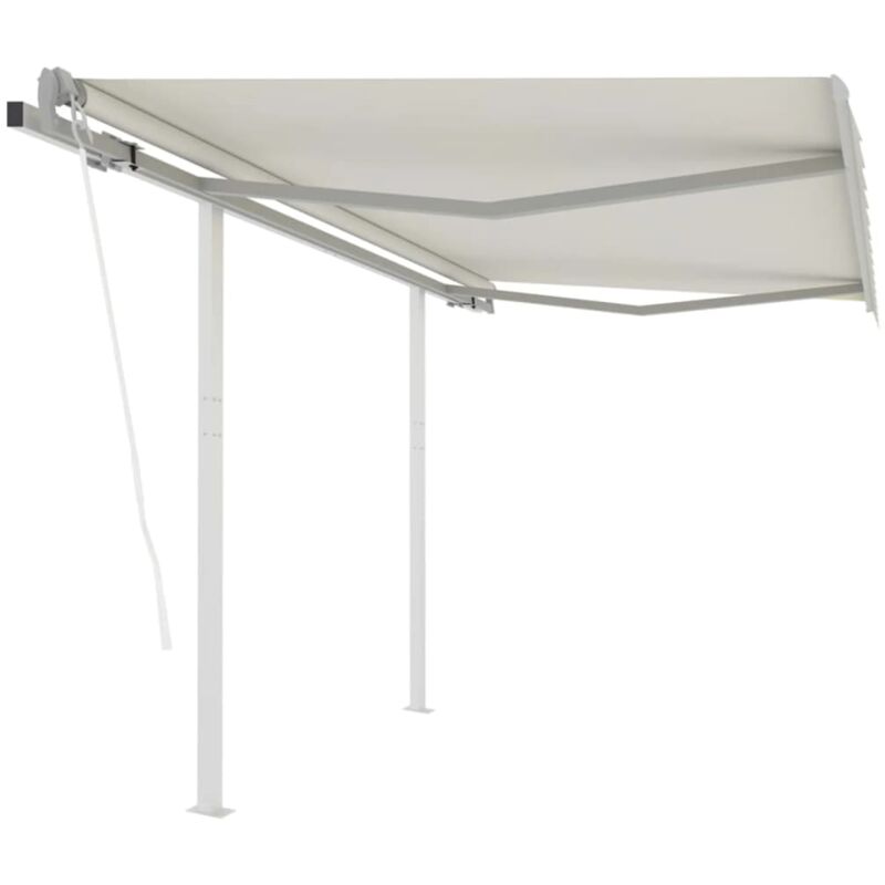

Toldo retráctil automático con postes crema 3,5x2,5 m - Crema - Vidaxl