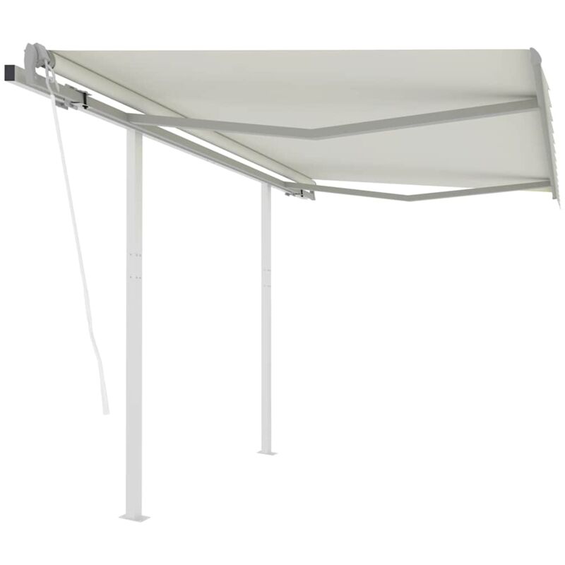 

vidaXL Toldo retráctil automático con postes crema 3x2,5 m - Crema
