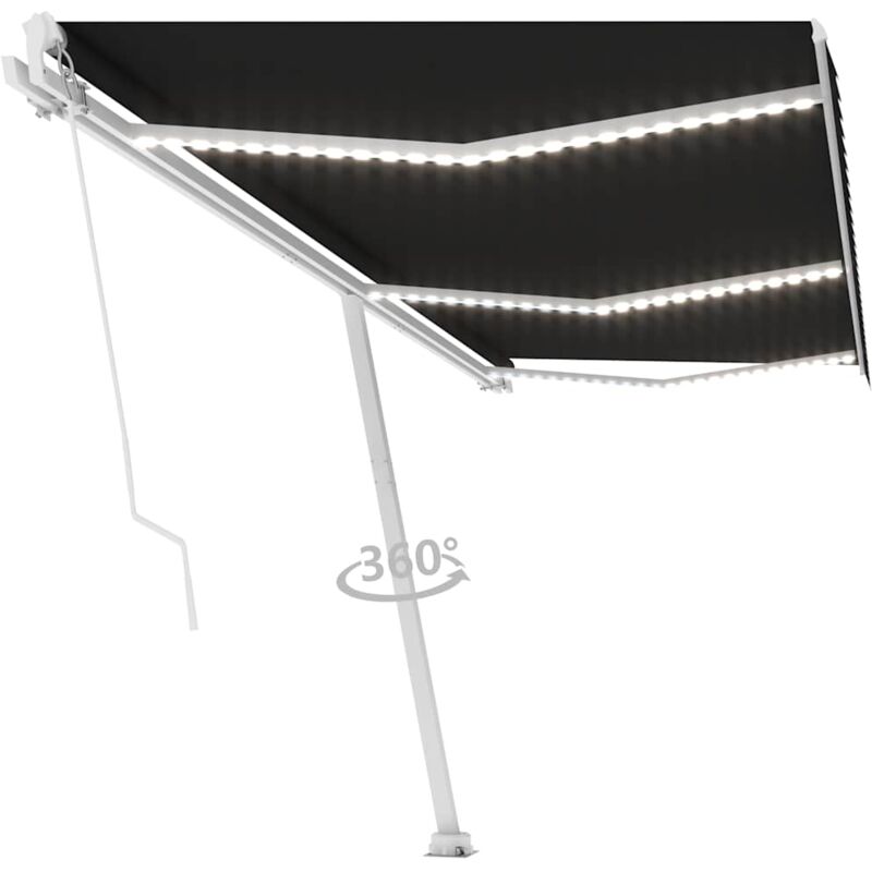 

Toldo retráctil manual con LED gris antracita 600x300 cm - Antracita - Vidaxl