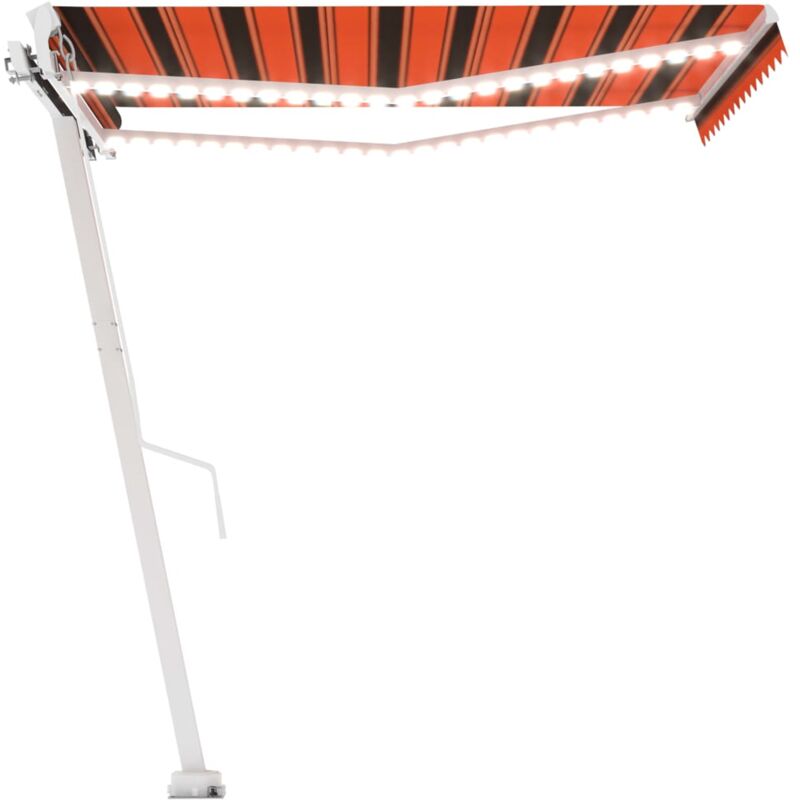 

Toldo retráctil manual con LED naranja y marrón 350x250 cm - Naranja - Vidaxl