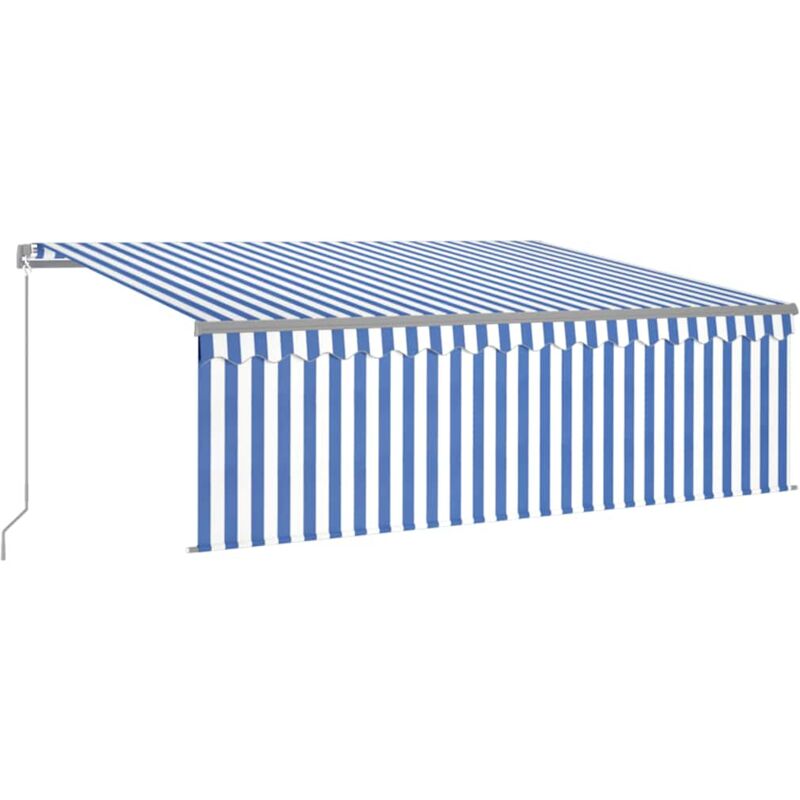 

vidaXL Toldo retráctil manual con persiana 4,5x3 m azul y blanco - Azul