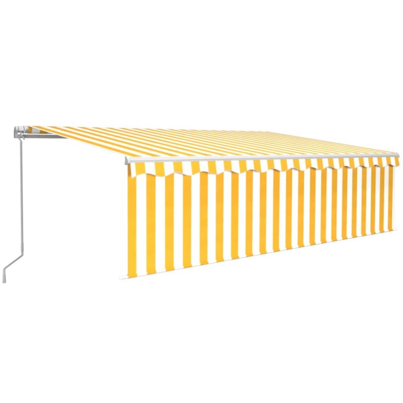 

vidaXL Toldo retráctil manual con persiana 5x3 m amarillo y blanco - Amarillo