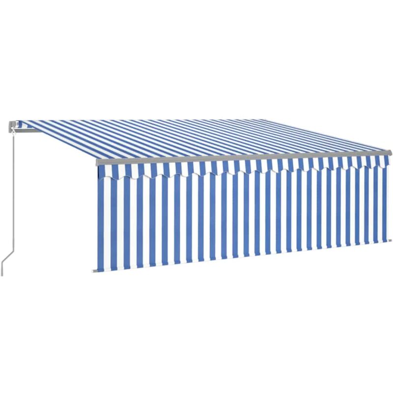

vidaXL Toldo retráctil manual con persiana y LED azul y blanco 4,5x3 m - Azul