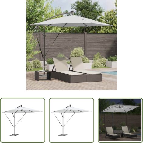vidaXL Toldo solar -  Parasol de cantilever tipo plátano Arena 249 x 249 x 250 cm