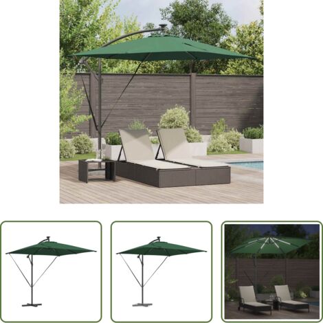 vidaXL Toldo solar -  Parasol de cantilever tipo plátano Verde 249 x 249 x 250 cm