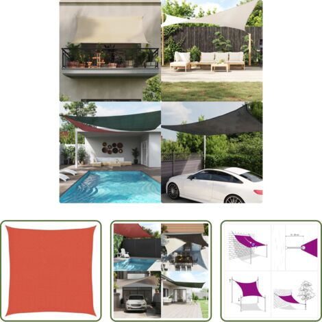 vidaXL Toldo terracota -  Toldo de vela cuadrado HDPE terracota 160 g/m² 2,5x2,5 m