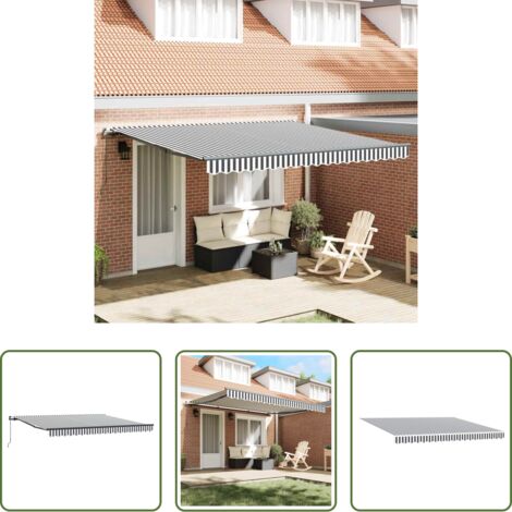 vidaXL Toldo UV -  Toldo retráctil manual gris antracita y blanco 400x300 cm