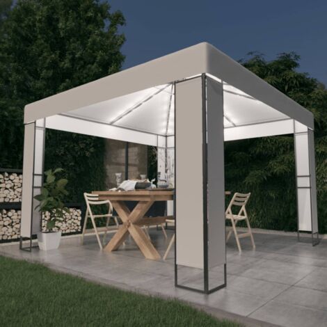 Vidaxl – Tonnelle 3x3 m avec double toit et lumières LED – Acier enduit de poudre – Résistante à l'eau – Énergie solaire – Pour événements extérieurs