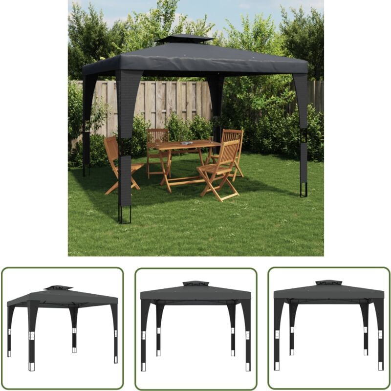 vidaXL Tonnelle à double toit anthracite 2,98x2,98 m acier