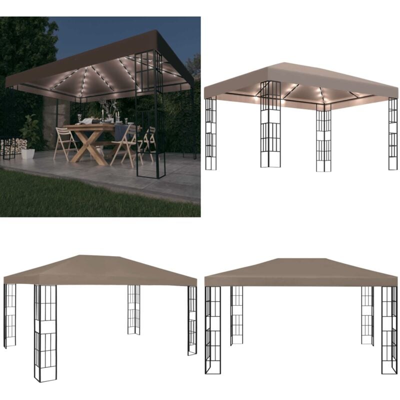 Vidaxl - Tonnelle avec guirlande lumineuse à led 4x3 m Taupe