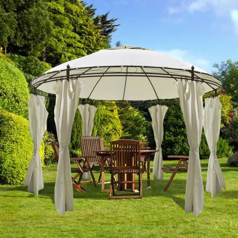 OUTSUNNY Tonnelle barnum de jardin pop-up pliant 3,35L x 3,35l x 2,80H m  acier époxy polyester anti UV crème pas cher 