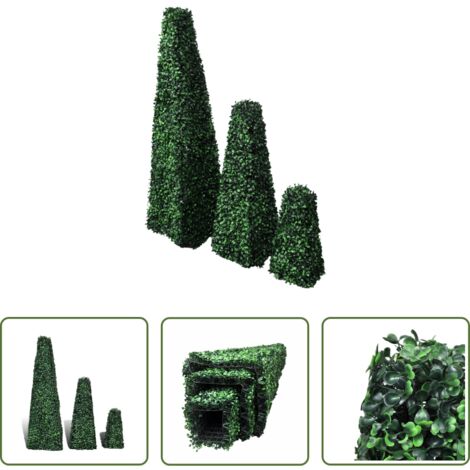 vidaXL Topiaria in legno -  Set Piramidi in Bosso Artificiale 3 pz Topiaria