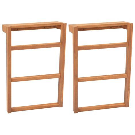 main image of "vidaXL Towel Racks 2 pcs Solid Teak Wood - Black"