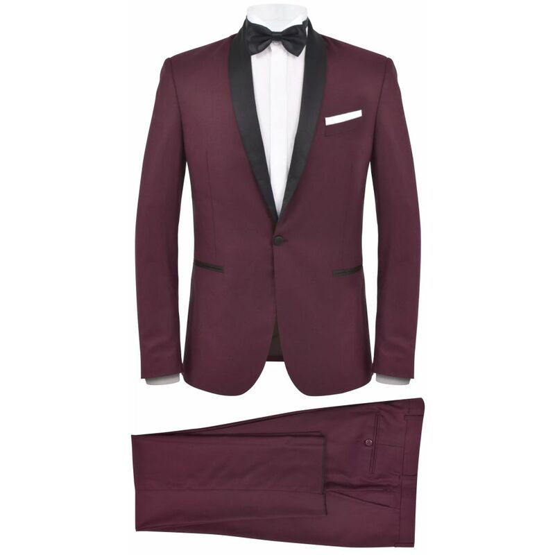 

vidaXL Traje de caballero/Esmoquin de 2 piezas talla 46 burdeos - Rojo