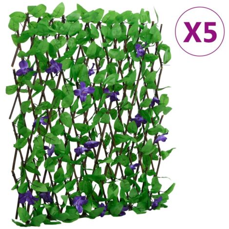 vidaXL Traliccio Edera Artificiale Espandibile 5 pz Verde 180x70 cm